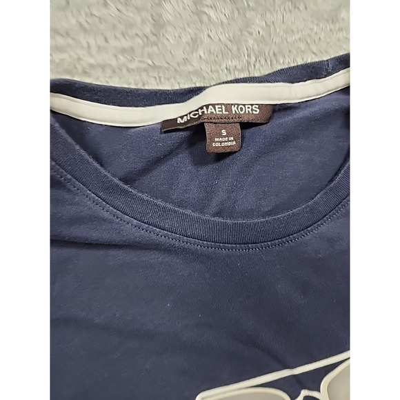 Michael Kors Aviator T-Shirt Mens Small Cotton Blue Logo Sunglasses Graphic - Picture 3 of 5